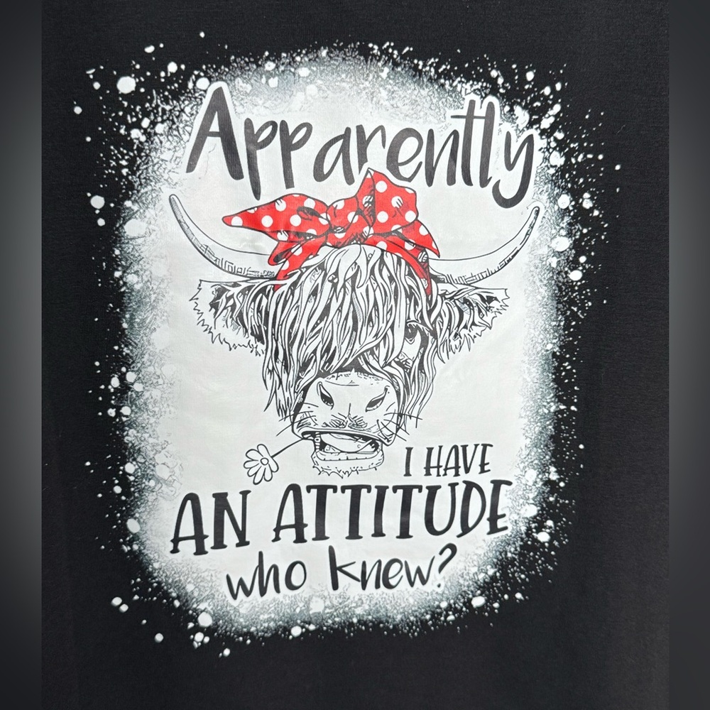 NEW Black Graphic Tee with Highland Cow sz M